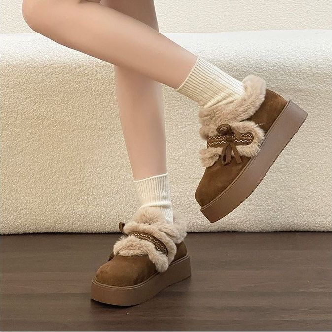 Botines de Plataforma con Peluche para Mujer