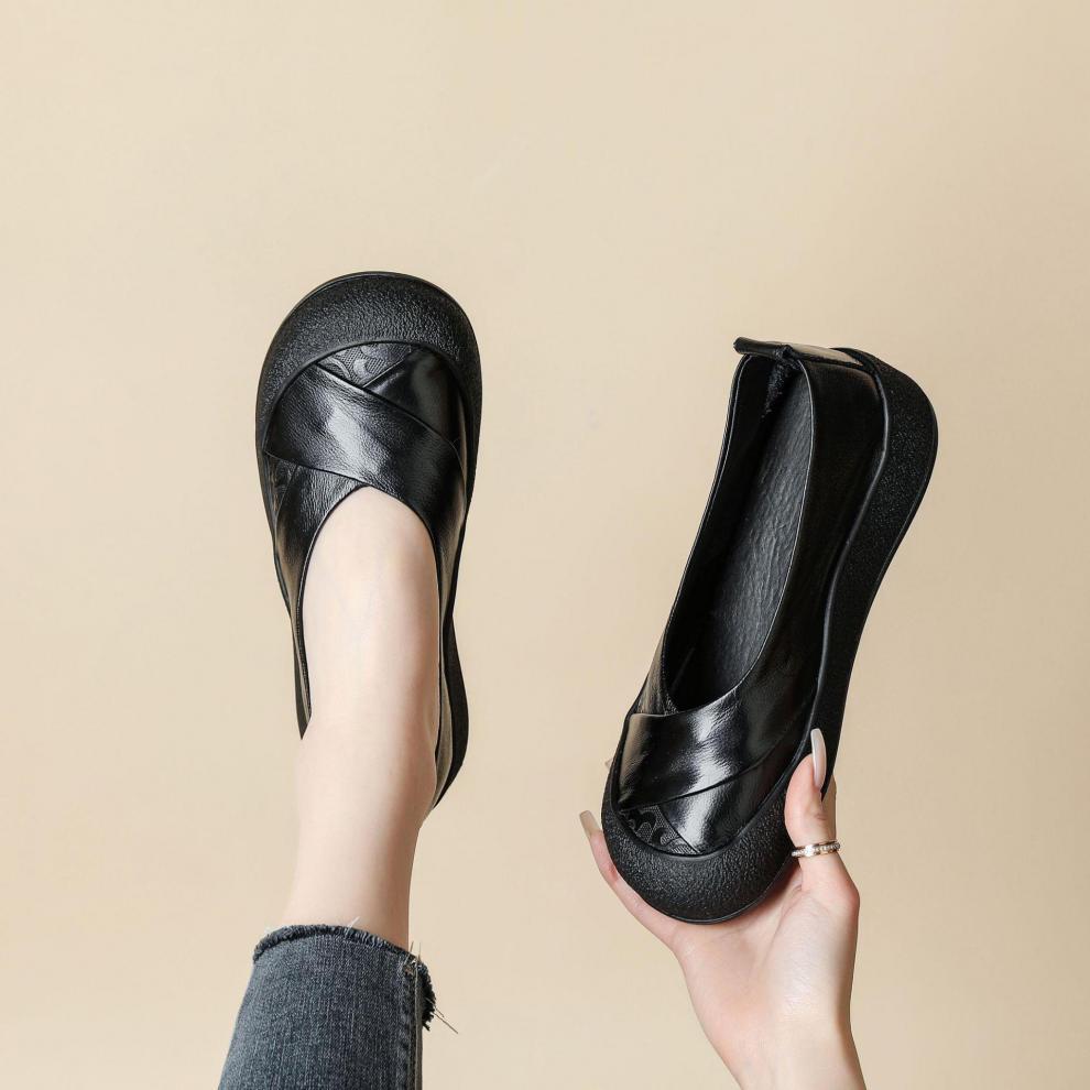 Zapato de Piel Cómodo Estilo Vintage Mujer.