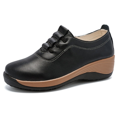 Zapatos casuales de piel con tacón de cuña y suela antideslizante