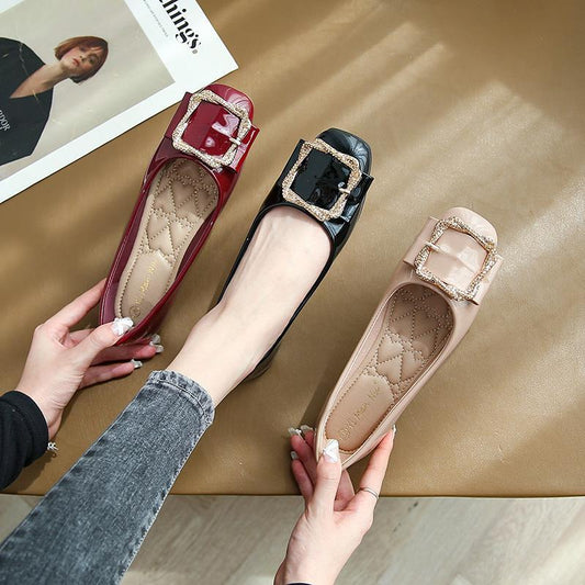 Zapatos casuales de punta cuadrada y corte bajo, súper versátiles