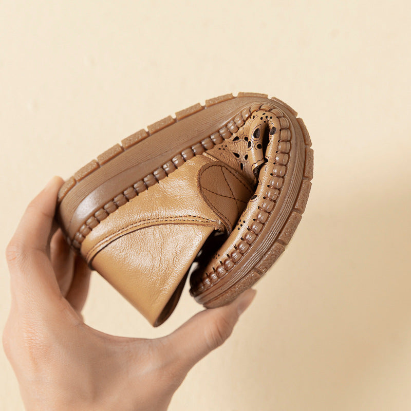Zapatos de piel genuina con suela de goma flexible