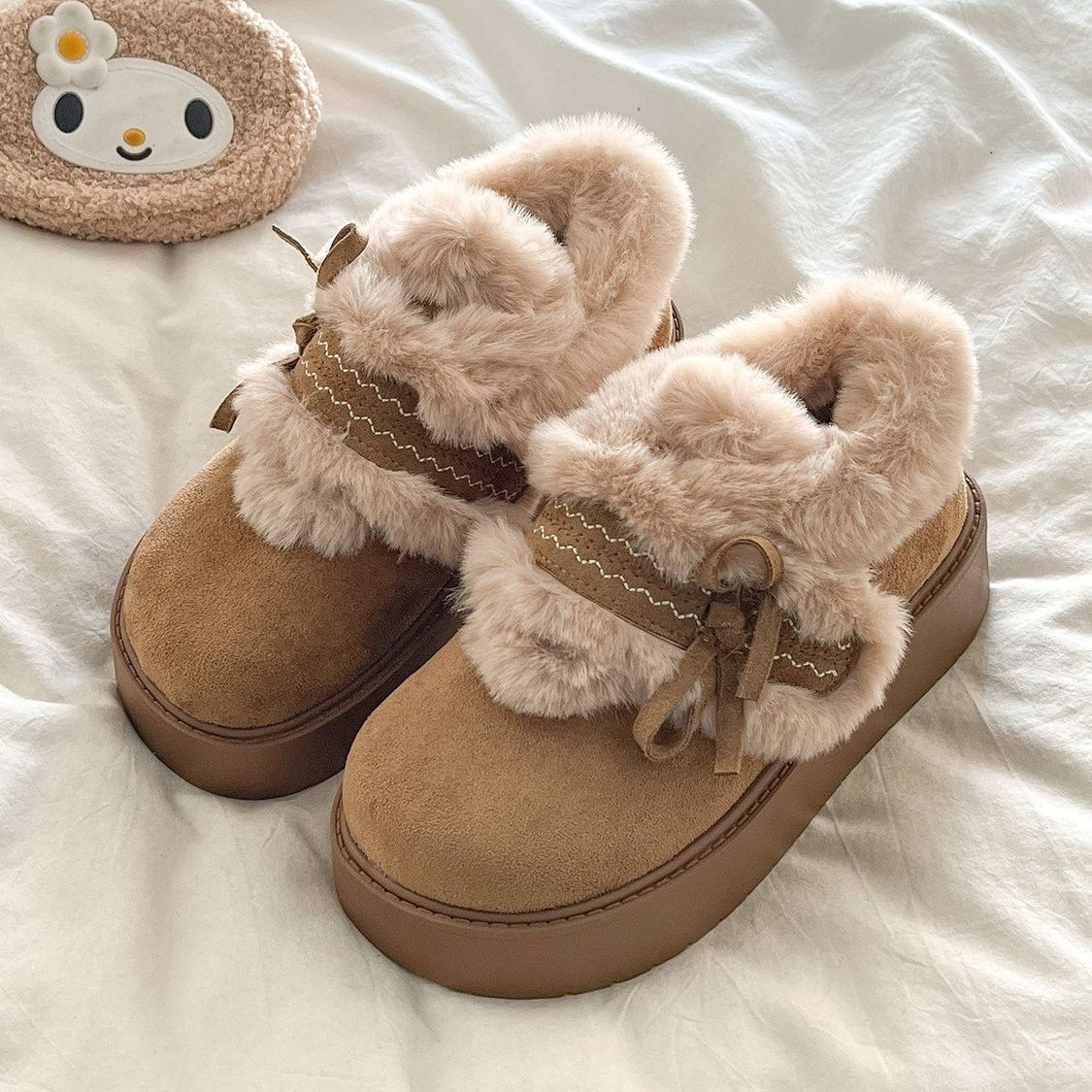 Botines de Plataforma con Peluche para Mujer