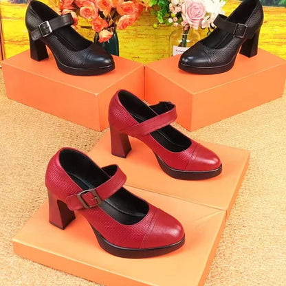 Tacones altos retro de suela gruesa