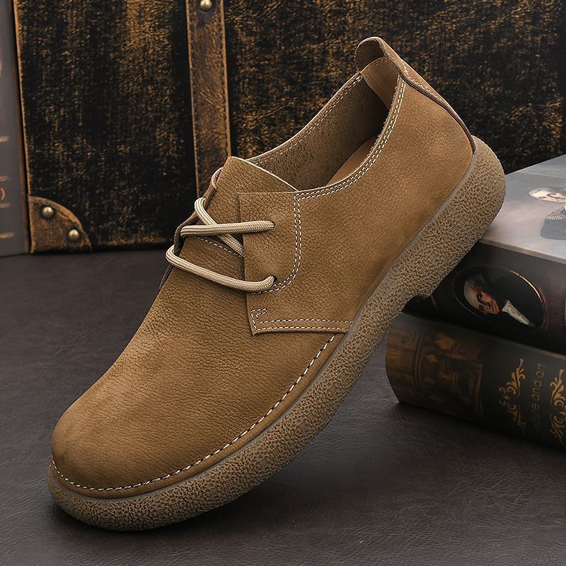 🐂Cuero🐂Zapatos casuales de cuero de gamuza para hombre1