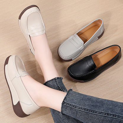 Zapatos de Piel Slip-On con Plataforma