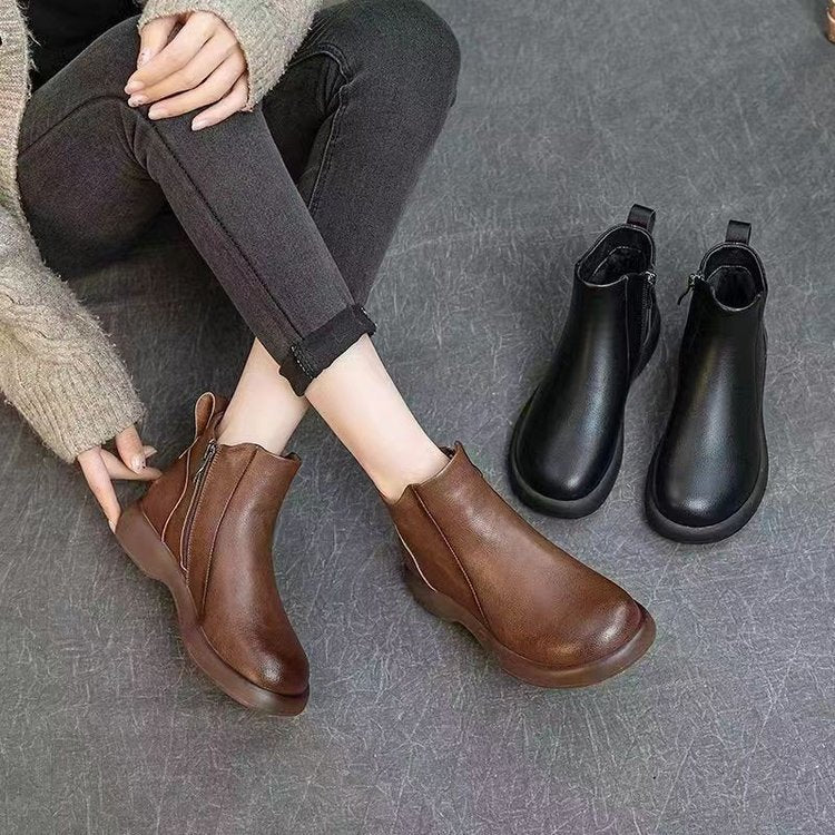 Elegancia sin Esfuerzo｜Botines de Piel para Mujer