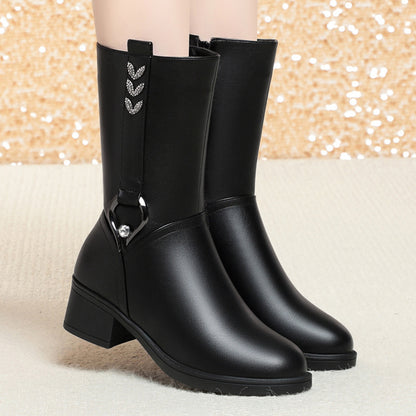 Botas Negras de Tacón Bajo para Mujer
