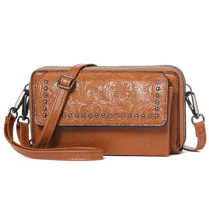 Bolso bandolera con estampado artesanal