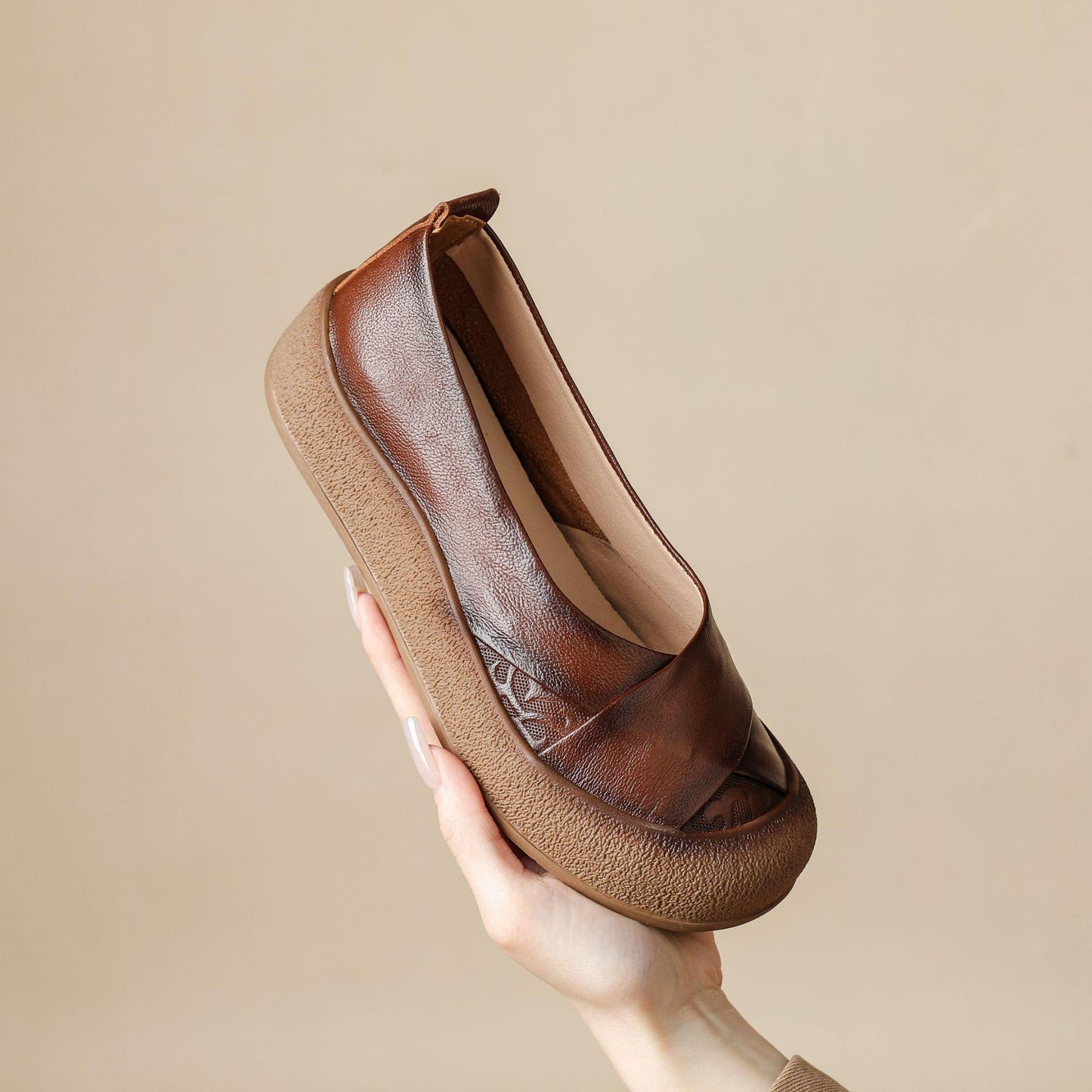 Zapato de Piel Cómodo Estilo Vintage Mujer.