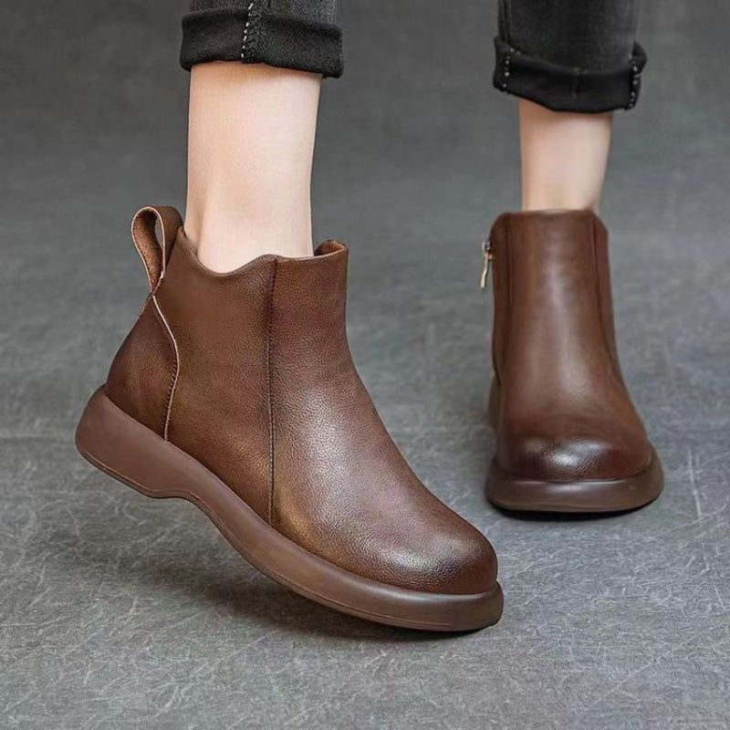 Elegancia sin Esfuerzo｜Botines de Piel para Mujer