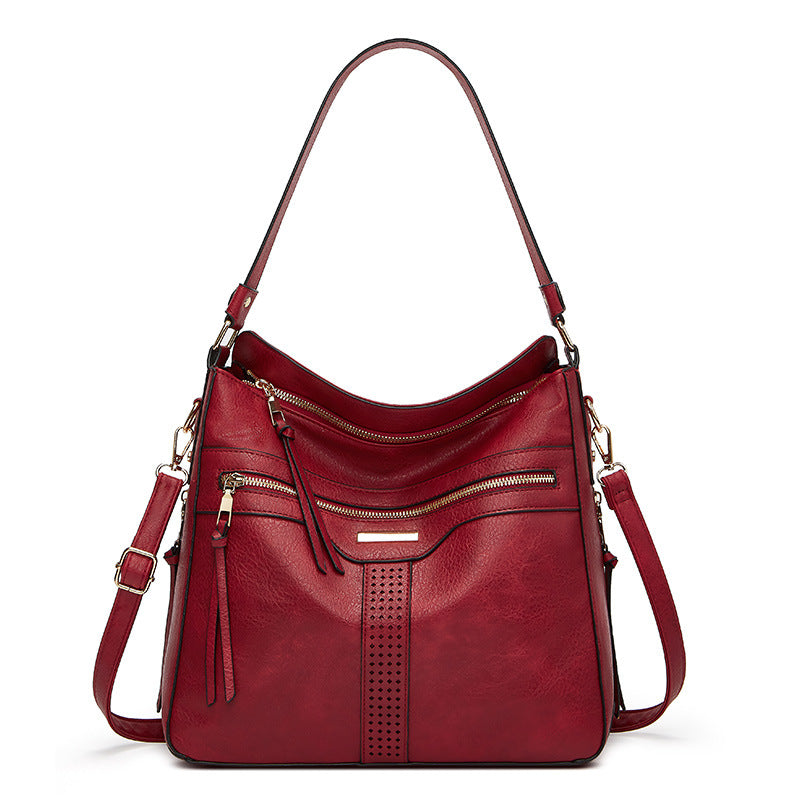 Bolso de mano retro de piel suave para mujer