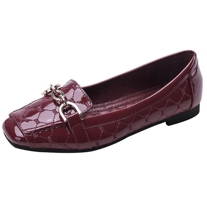 Zapatos de piel suave con punta cuadrada, suela plana y comodidad superior