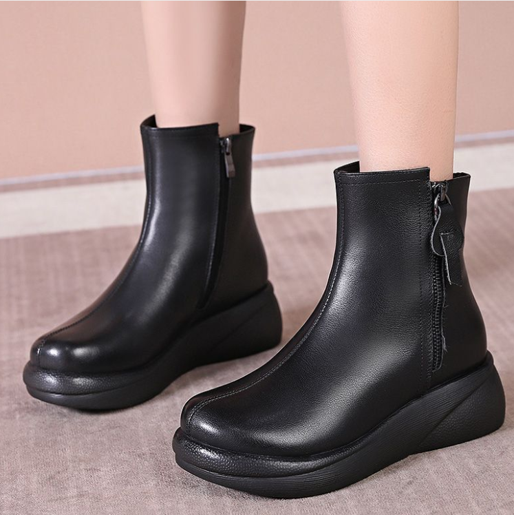 [100% cuero auténtico]Botas cortas mujer