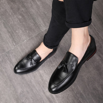 🐂Cuero🐂Zapatos sin cordones con borlas para hombre