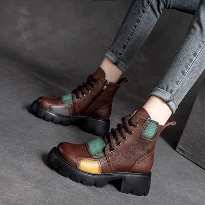 Botas Martin de piel auténtica bicolor