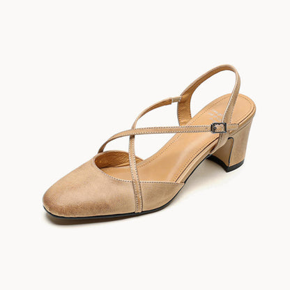 Sandalias de tacón alto con tiras cruzadas en piel de res-G