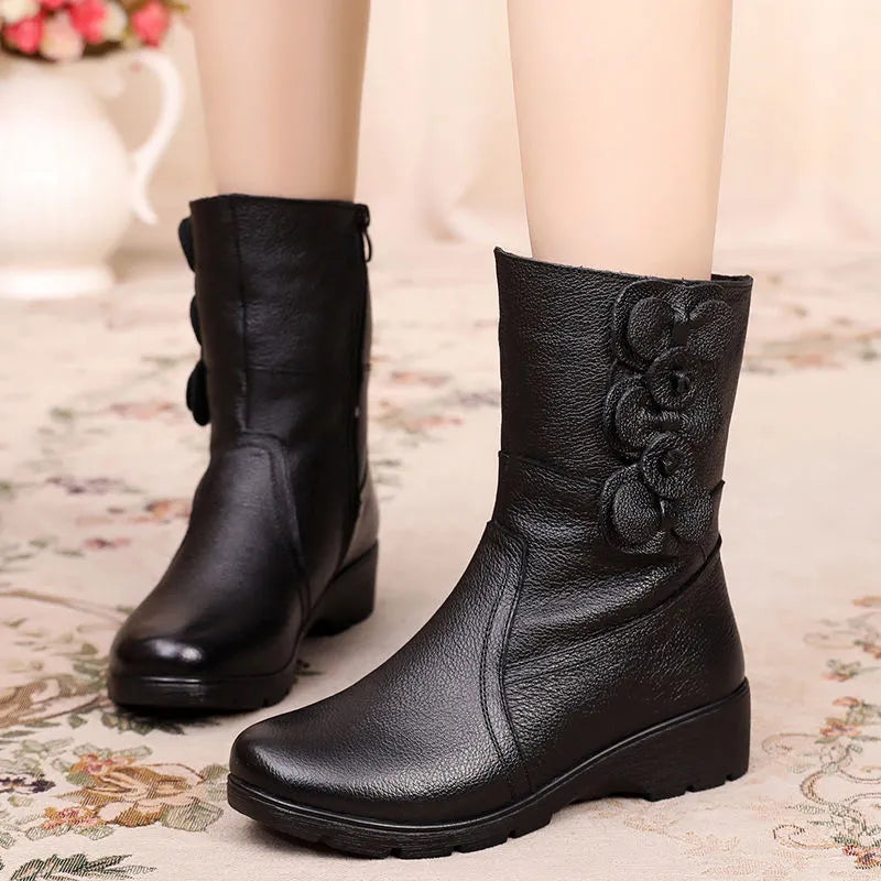 Desontos™ Botas mom de cuero suave