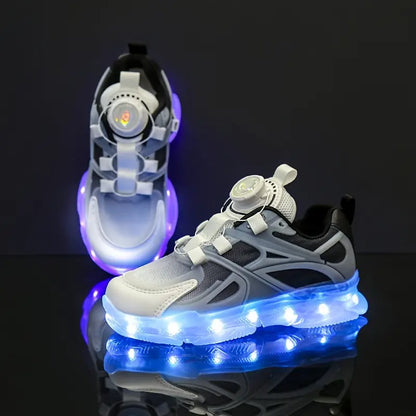 Zapatillas elegantes con luces LED y hebilla giratoria.